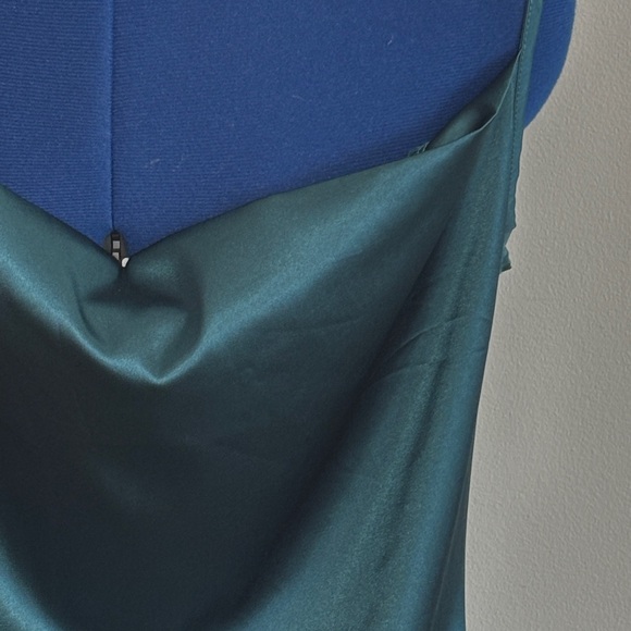 Sleek Satin Midi Dress in Deep Teal - Picture 5 of 7